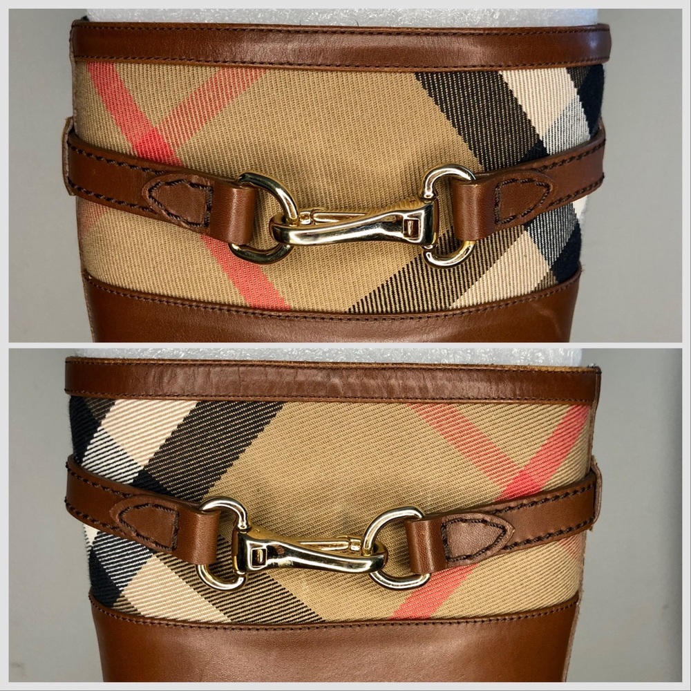 Burberry Dougal Check Trim Riding Boot Size 6.5 - Picture 8 of 13